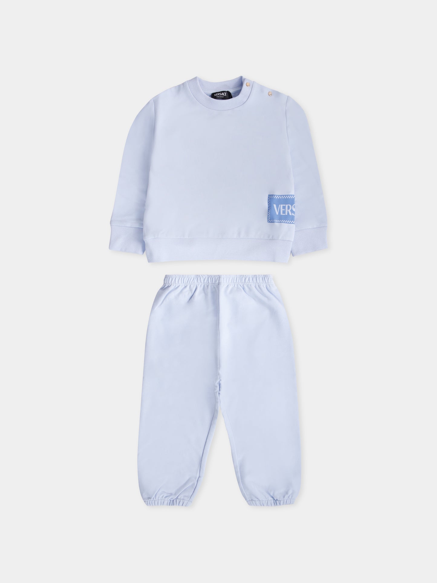 Completo sportivo celeste con '90s vintage logo per neonato,Versace,1017967 1A15248 2VL80