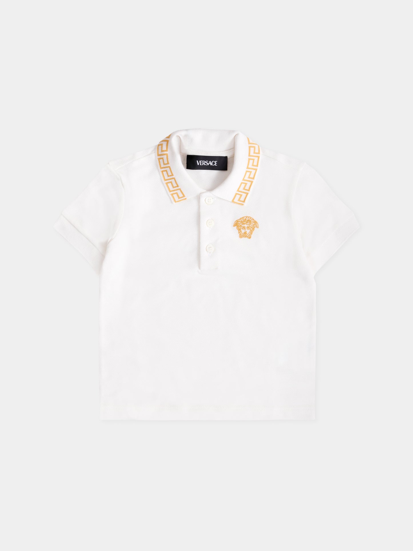 Ivory polo shirt with Medusa fro baby boy