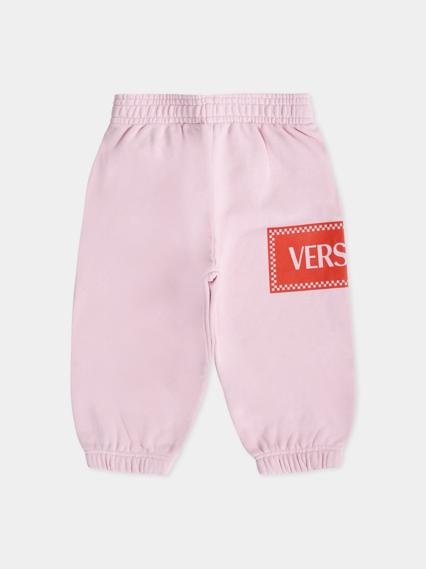 Pantaloni sportivi rosa con '90s vintage logo per neonata,Versace,1021069 1A13182 2PZ60