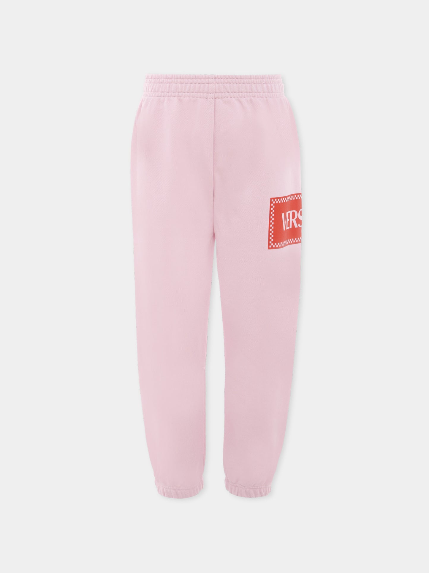 Pantaloni sportivi rosa con '90s vintage logo per bambina,Versace,1021069 1A13182 2PZ60