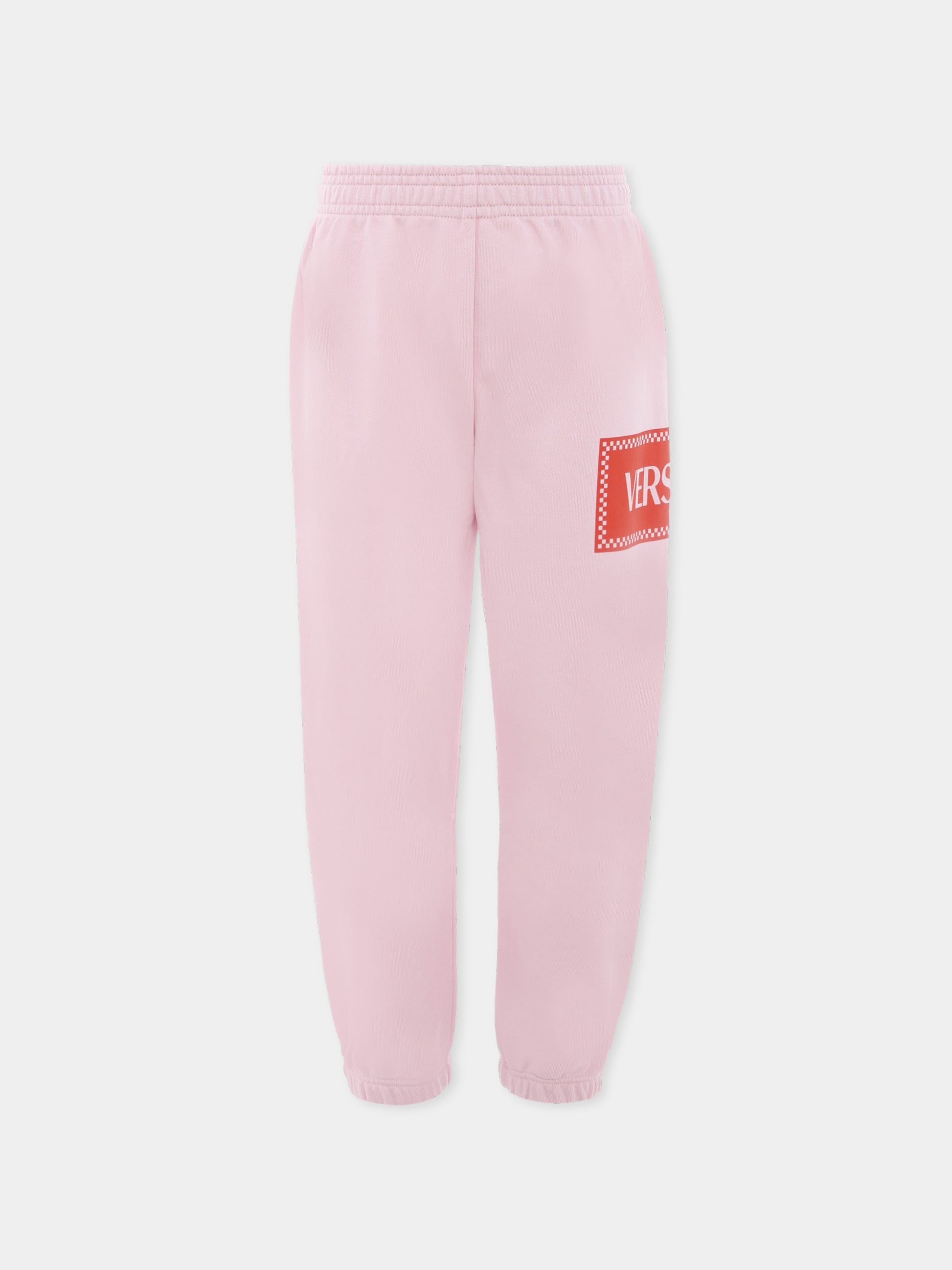 Pantaloni sportivi rosa con '90s vintage logo per bambina,Versace,1021069 1A13182 2PZ60