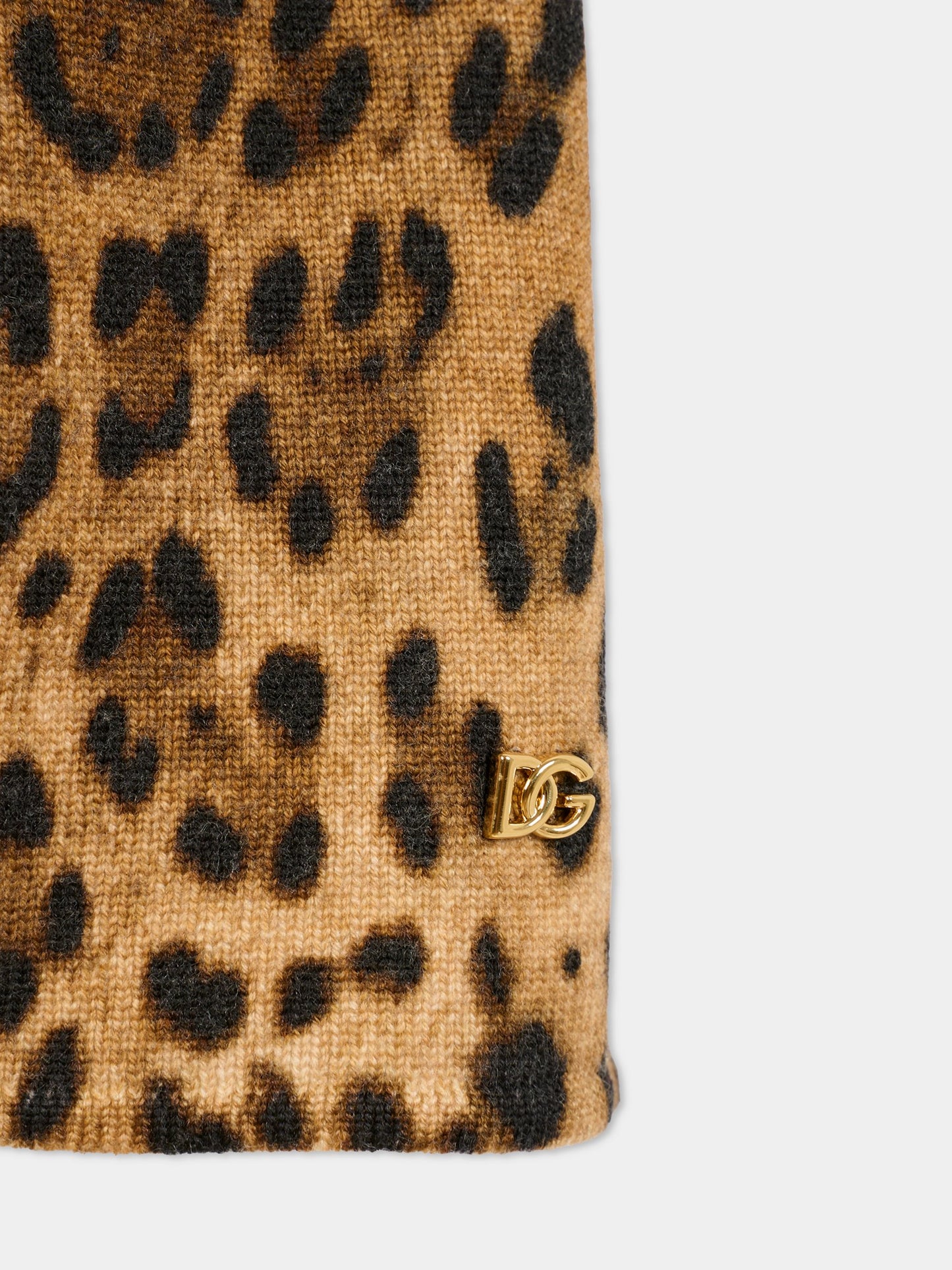 Gonna marrone per bambina con stampa animalier,Dolce & Gabbana Kids,L5KI05 JDVDT HY13M