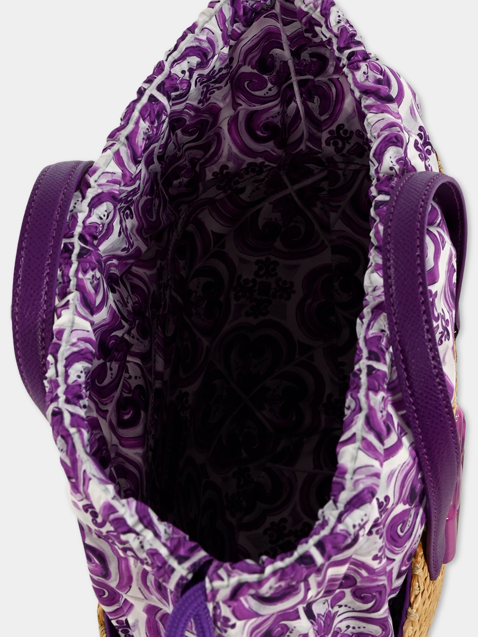 Borsa beige per bambina con stampa maioliche,Dolce & Gabbana Kids,EB0249 AW590 I03TN