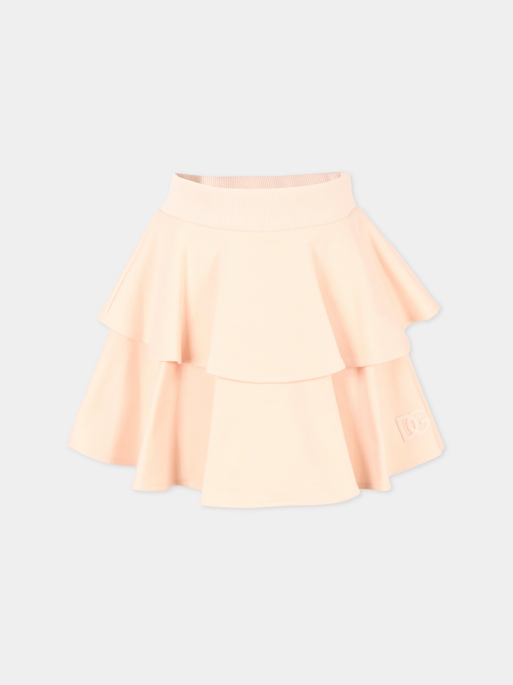 Gonna rosa per bambina con logo,Dolce & Gabbana Kids,L5JIB1 G7PIE F0210