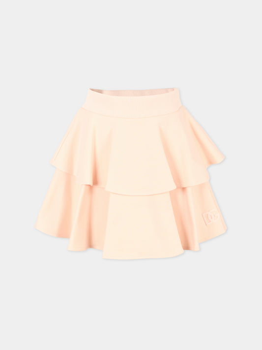 Gonna rosa per bambina con logo,Dolce & Gabbana Kids,L5JIB1 G7PIE F0210