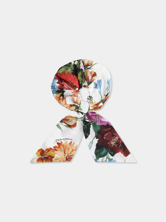 Elastico avorio per bambina con stampa floreale,Dolce & Gabbana Kids,LB7A19 HS5TV HA5PC