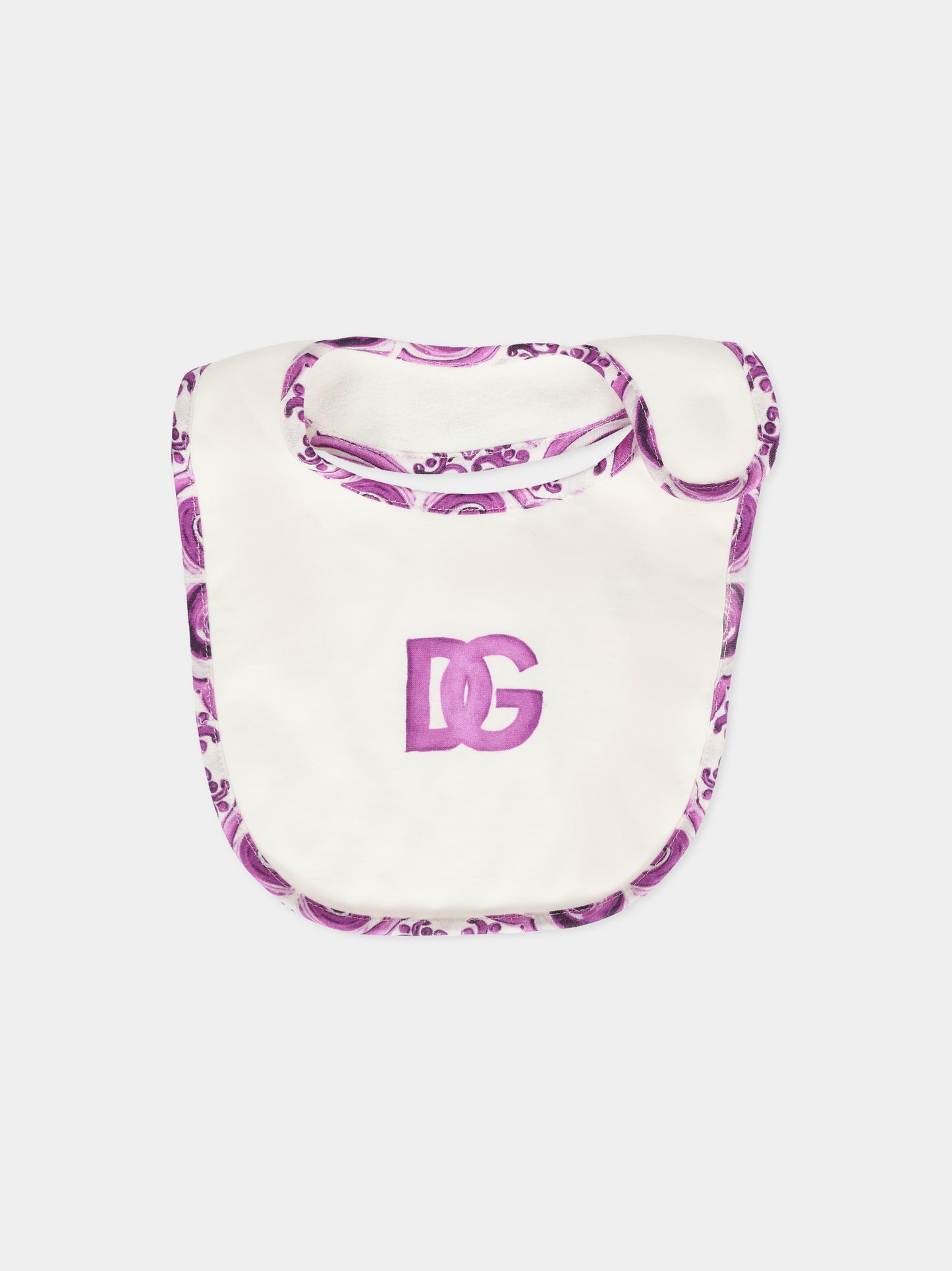 Set tutina viola per neonata con stampa maioliche,Dolce & Gabbana Kids,L2JO4C G7PEH S9000