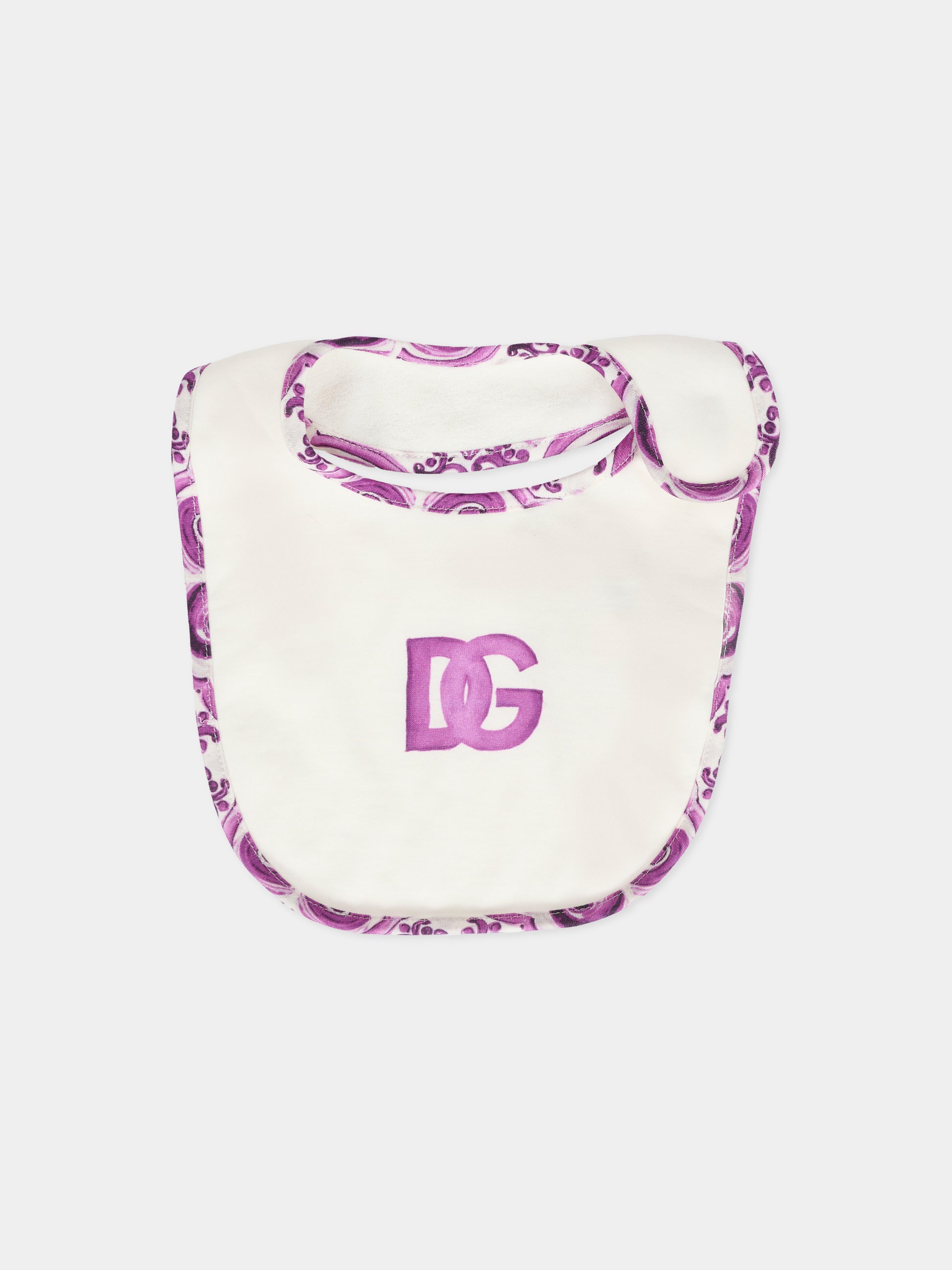 Set tutina viola per neonata con stampa maioliche,Dolce & Gabbana Kids,L2JO4C G7PEH S9000