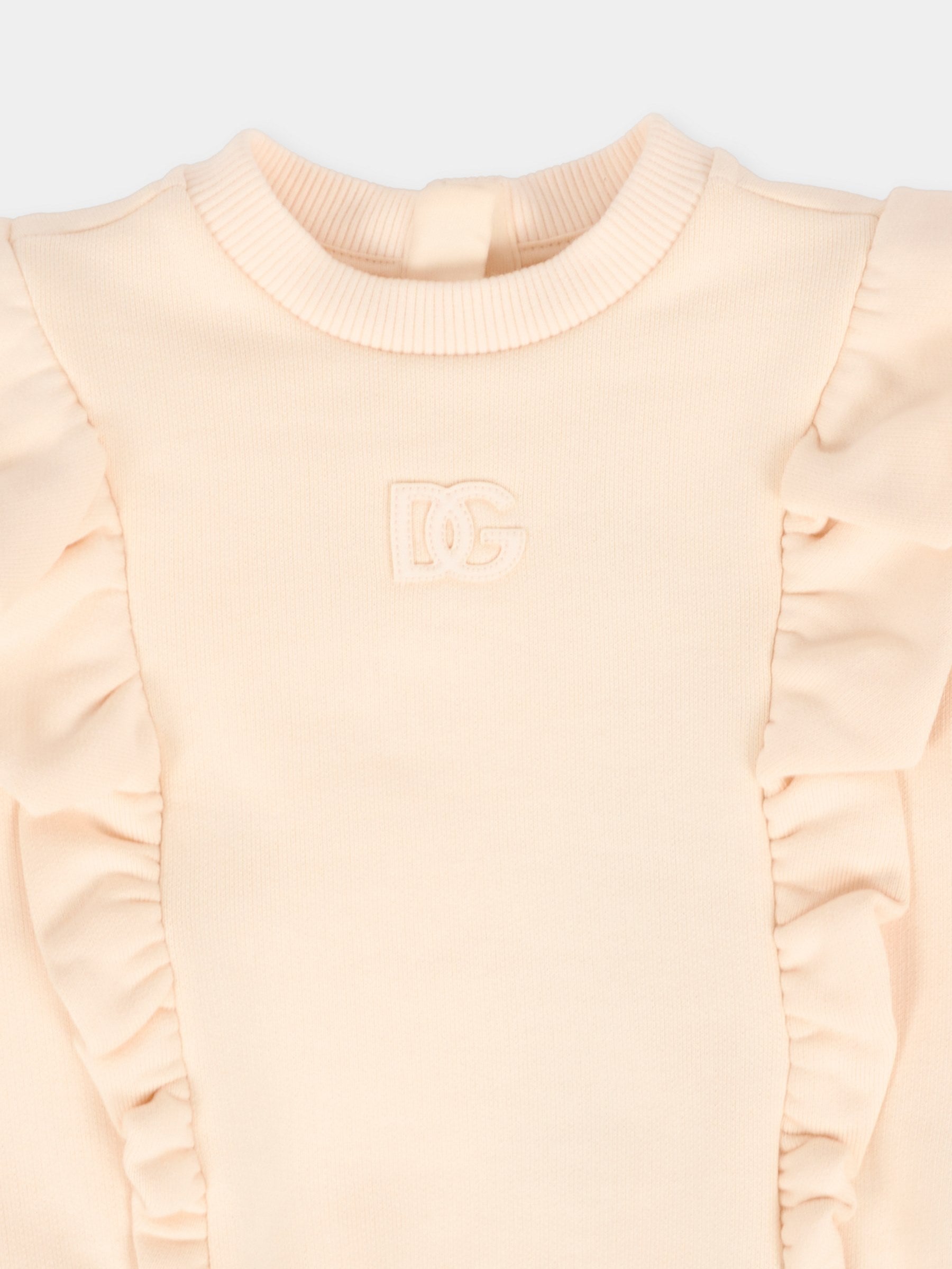 Felpa rosa per neonata con logo DG,Dolce & Gabbana Kids,L2JWCE G7PID F0210