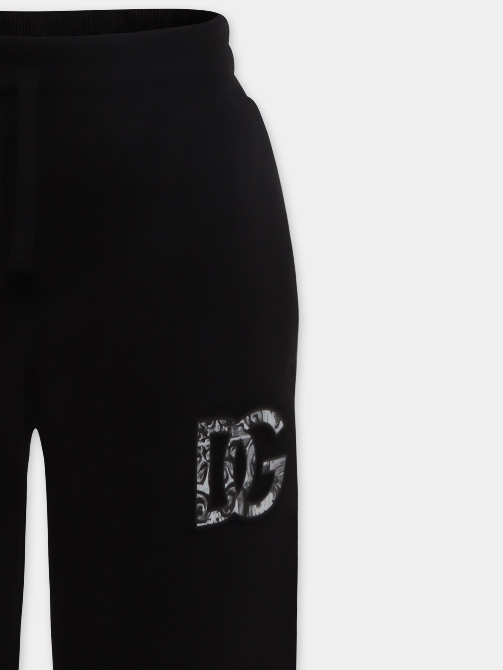 Pantaloni neri per bambino con logo DG,Dolce & Gabbana Kids,L4JPIG G7PEM N0000