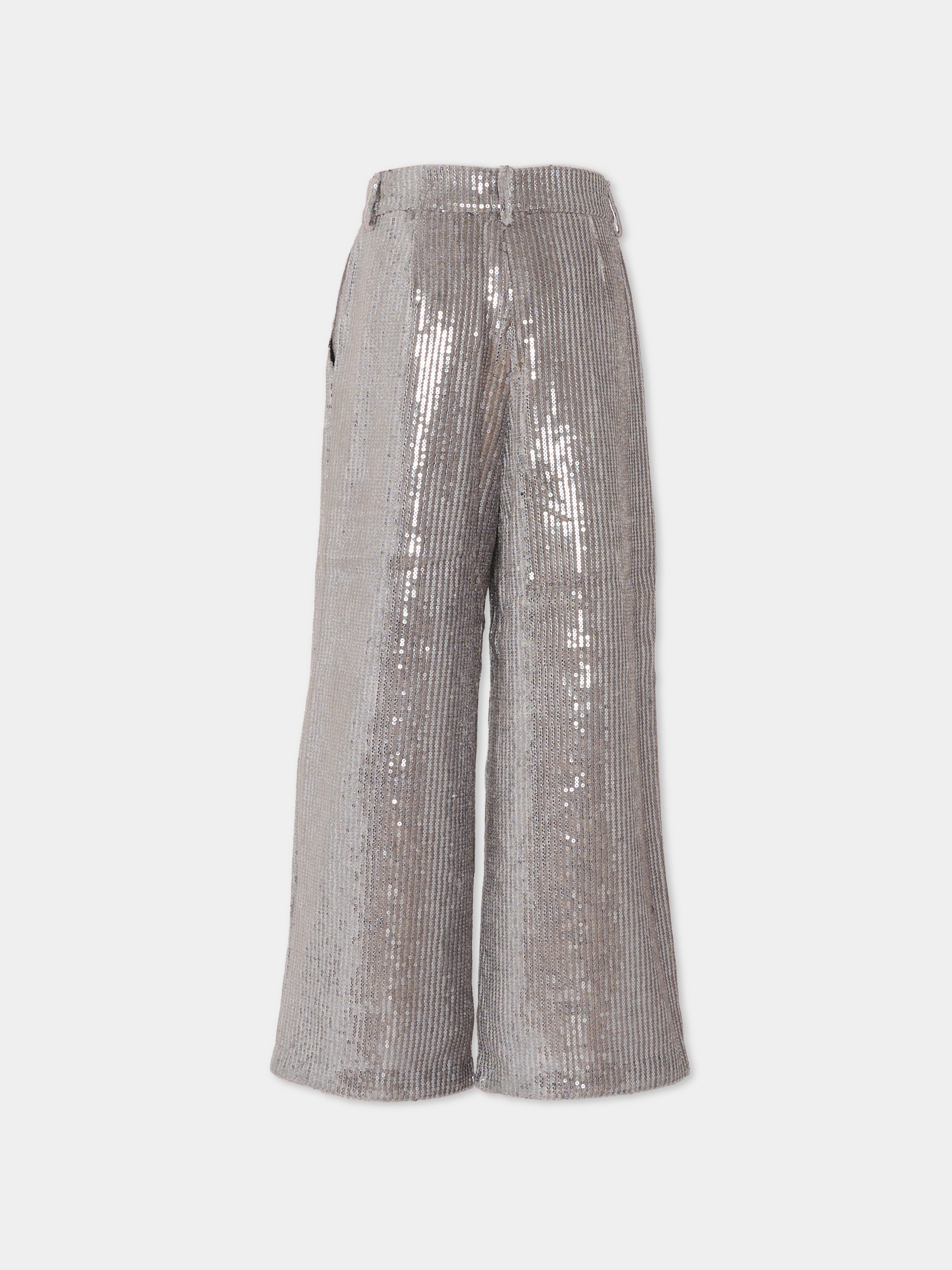 Pantaloni argento per bambina con paillettes,Dkny,D62374 016