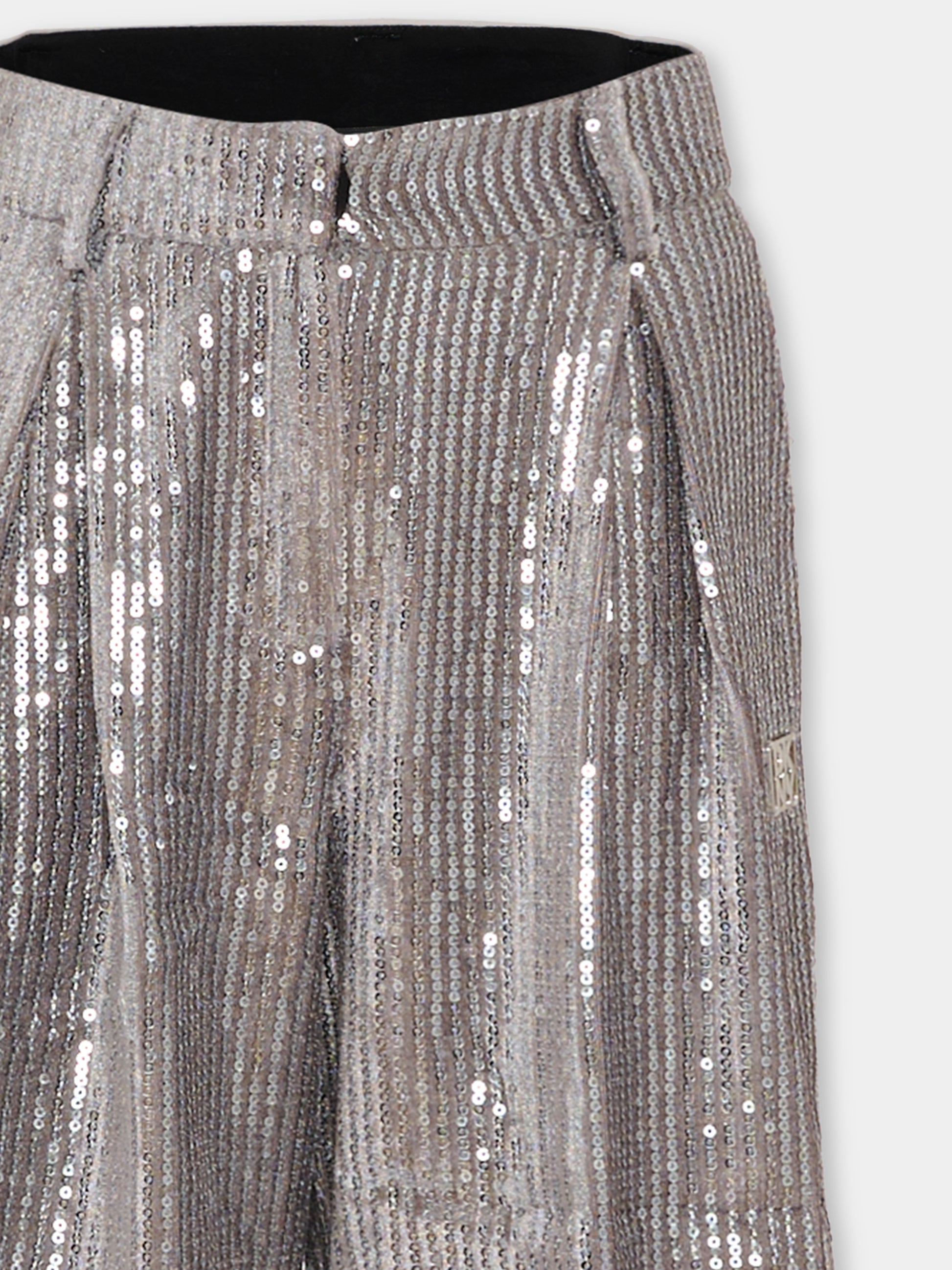 Pantaloni argento per bambina con paillettes,Dkny,D62374 016