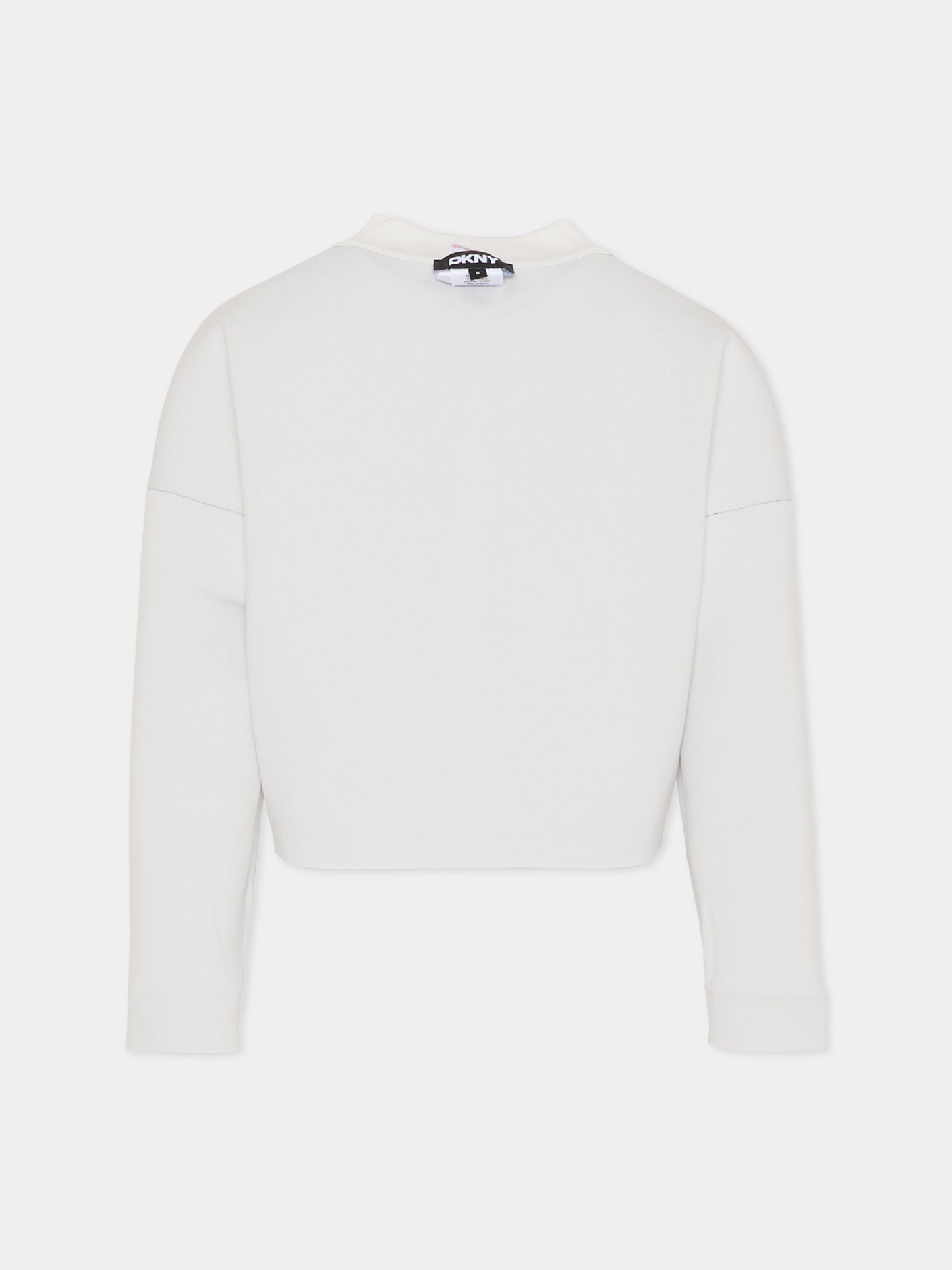 Maglione crop reversibile nero per bambina con logo,Dkny,D62379 M91