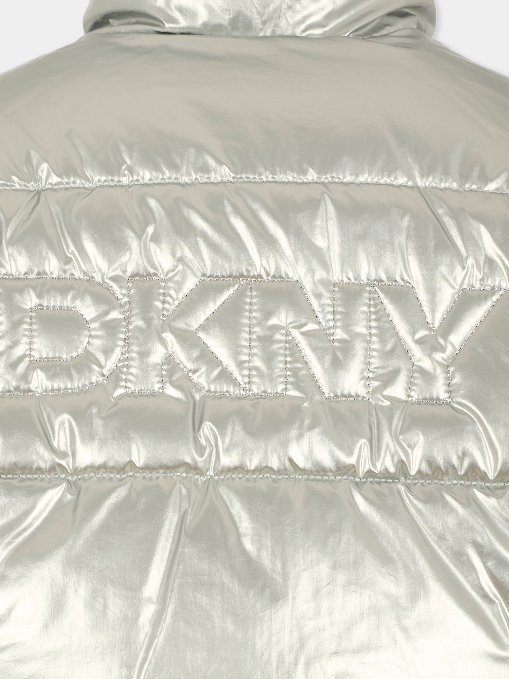 Piumino reversibile nero per bambina con logo,Dkny,D62381 09B