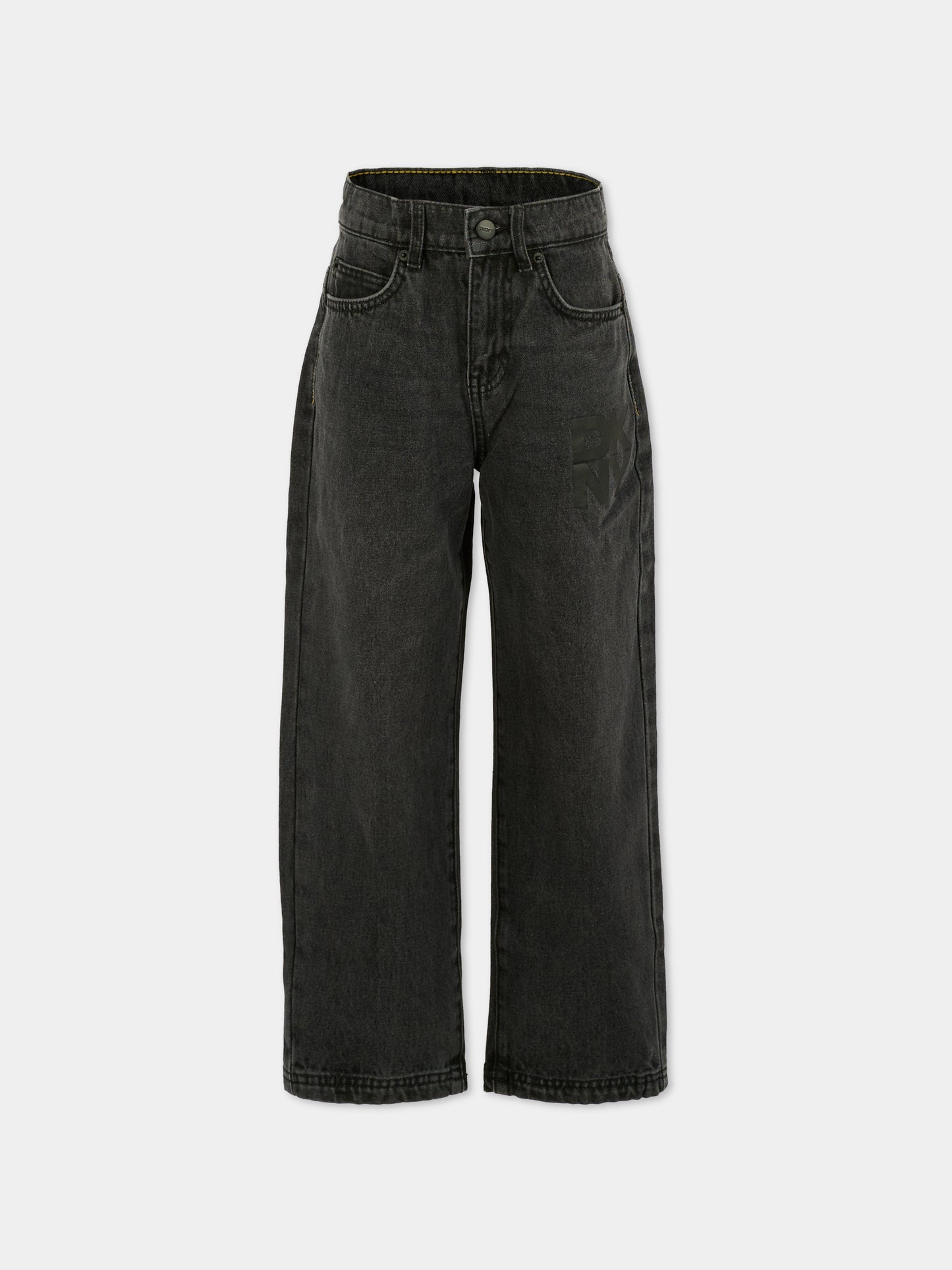 Jeans neri per bambina con logo nero,Dkny,D62425 Z11