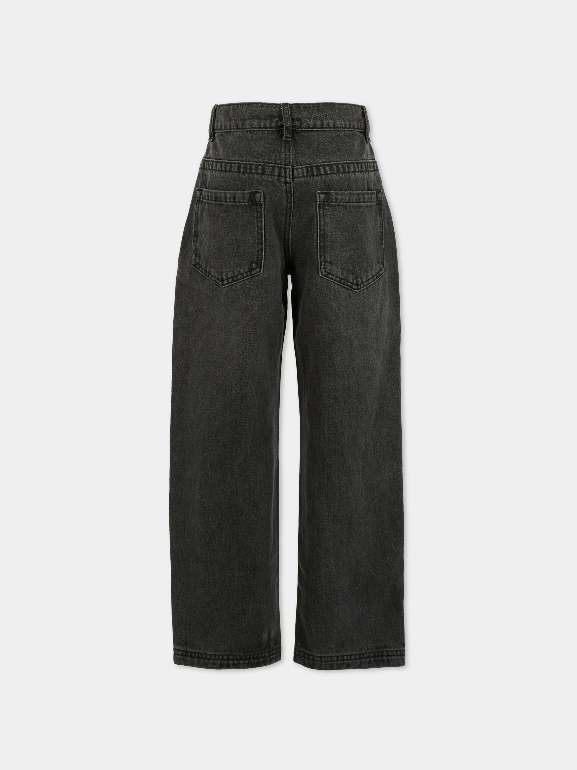 Jeans neri per bambina con logo nero,Dkny,D62425 Z11