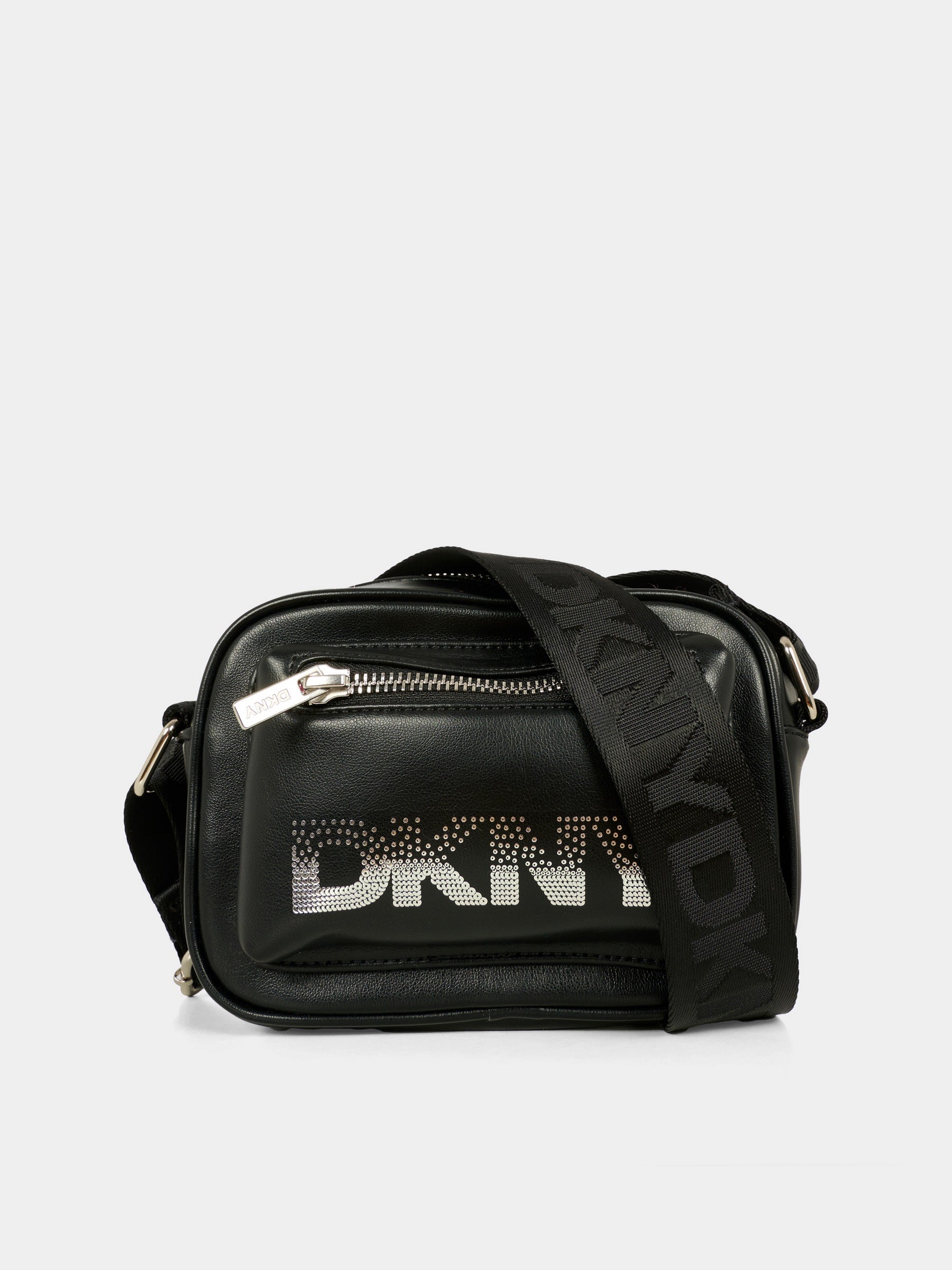 Borsa nera per bambina con logo argentato,Dkny,D62474 09B