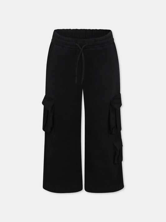 Pantaloni neri per bambina con logo,Msgm Kids,F4MSJGFP192 110
