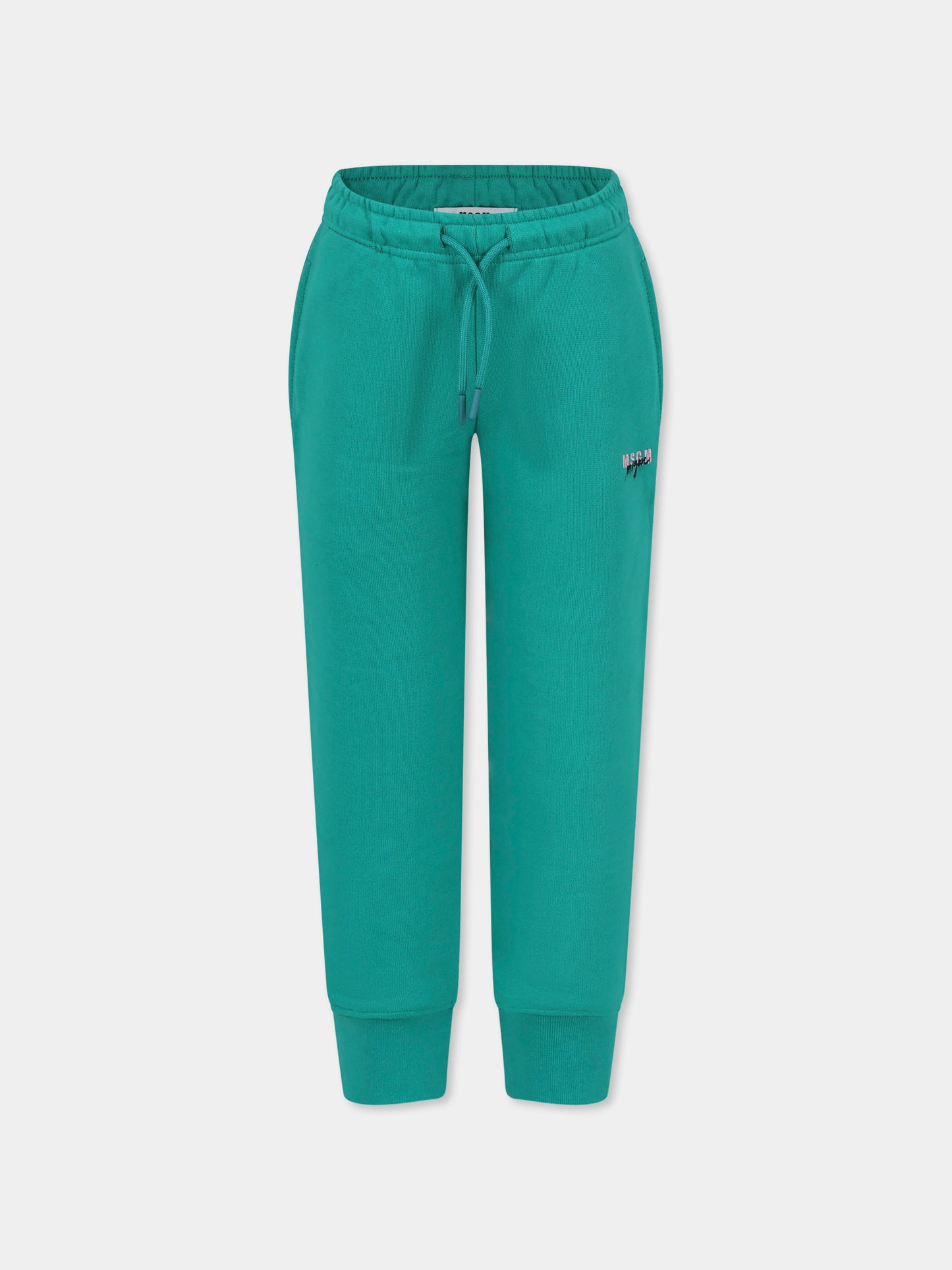 Pantaloni verdi per bambina con logo,Msgm Kids,F4MSJGFP259 080