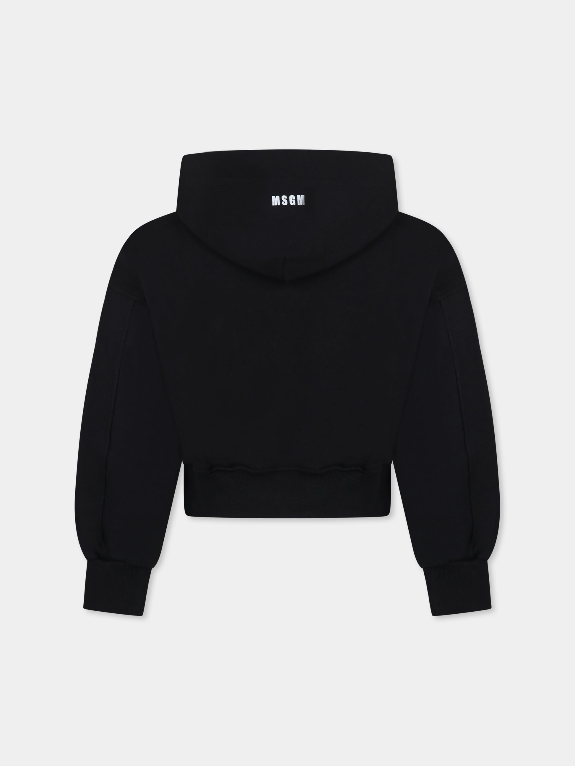 Felpa crop nera per bambina con logo e cuore,Msgm Kids,F4MSJGHS129 110