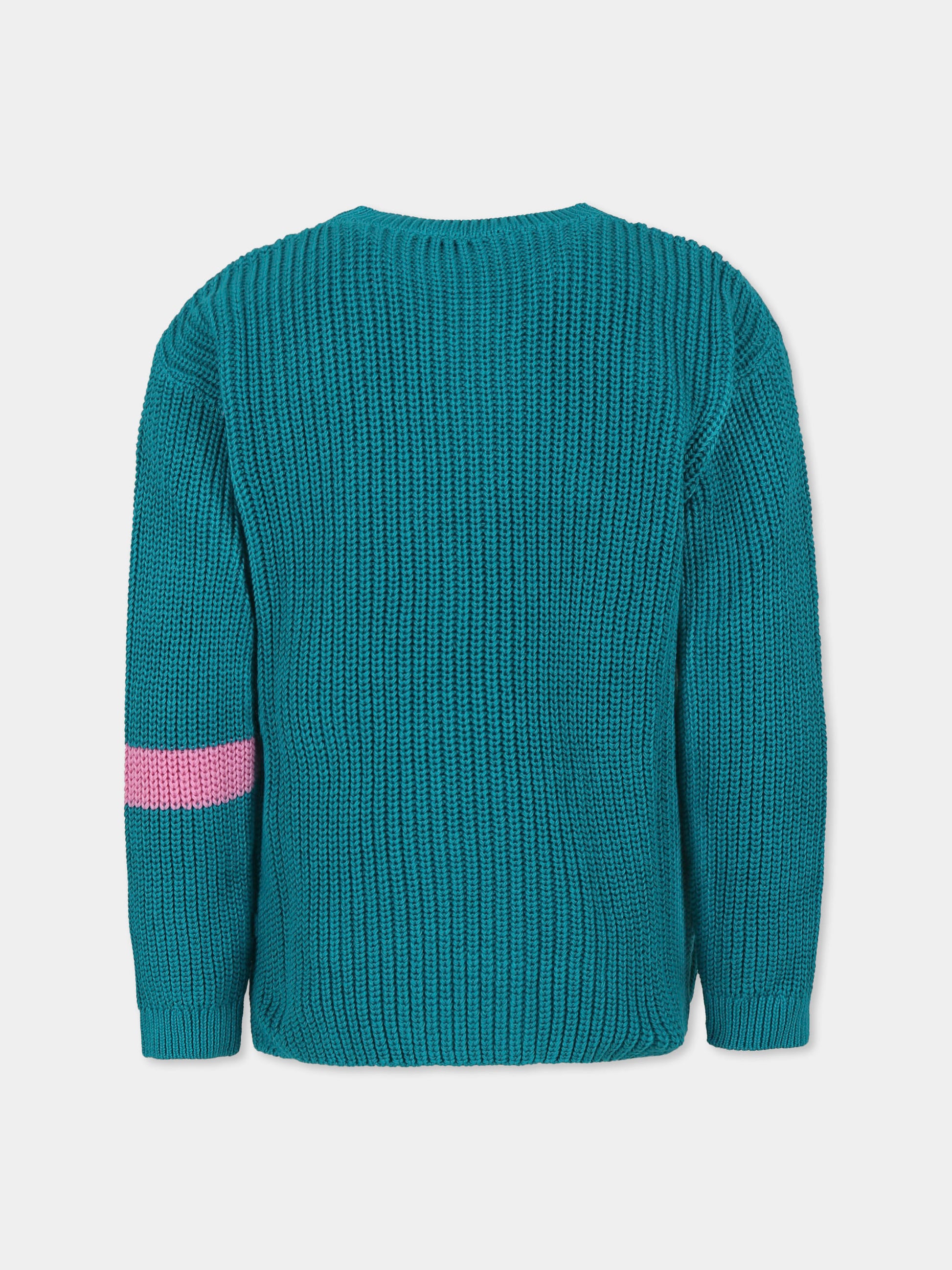 Maglione verde per bambina con logo,Msgm Kids,F4MSJGJP033 080