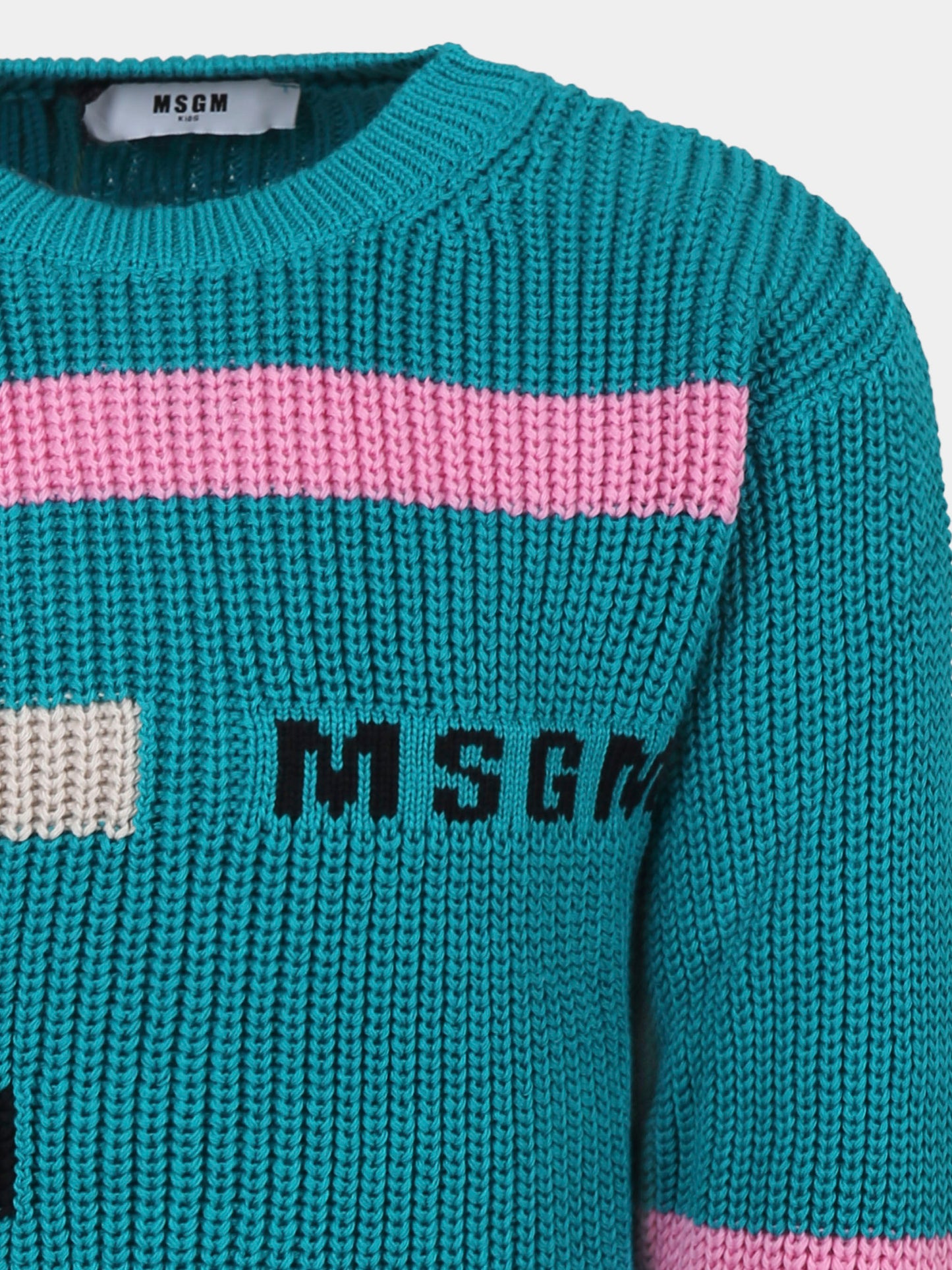 Maglione verde per bambina con logo,Msgm Kids,F4MSJGJP033 080