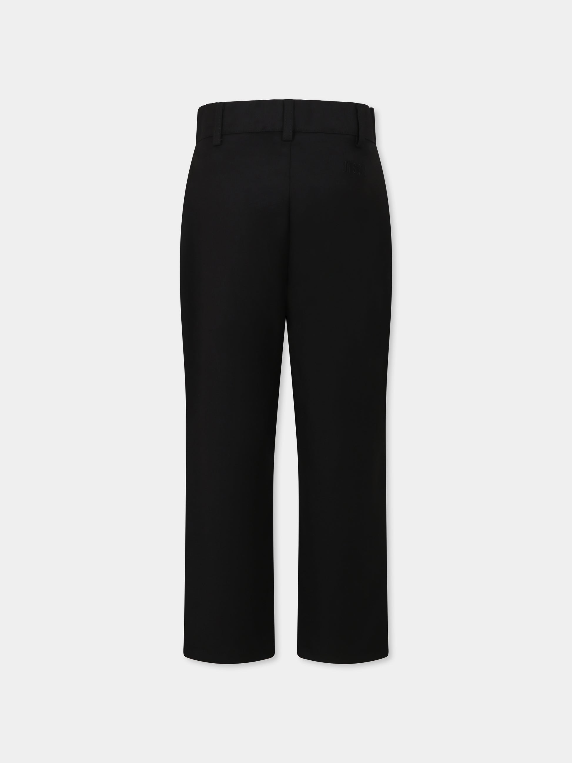 Pantaloni neri per bambina con strass e logo,Msgm Kids,F4MSJGPA187 110