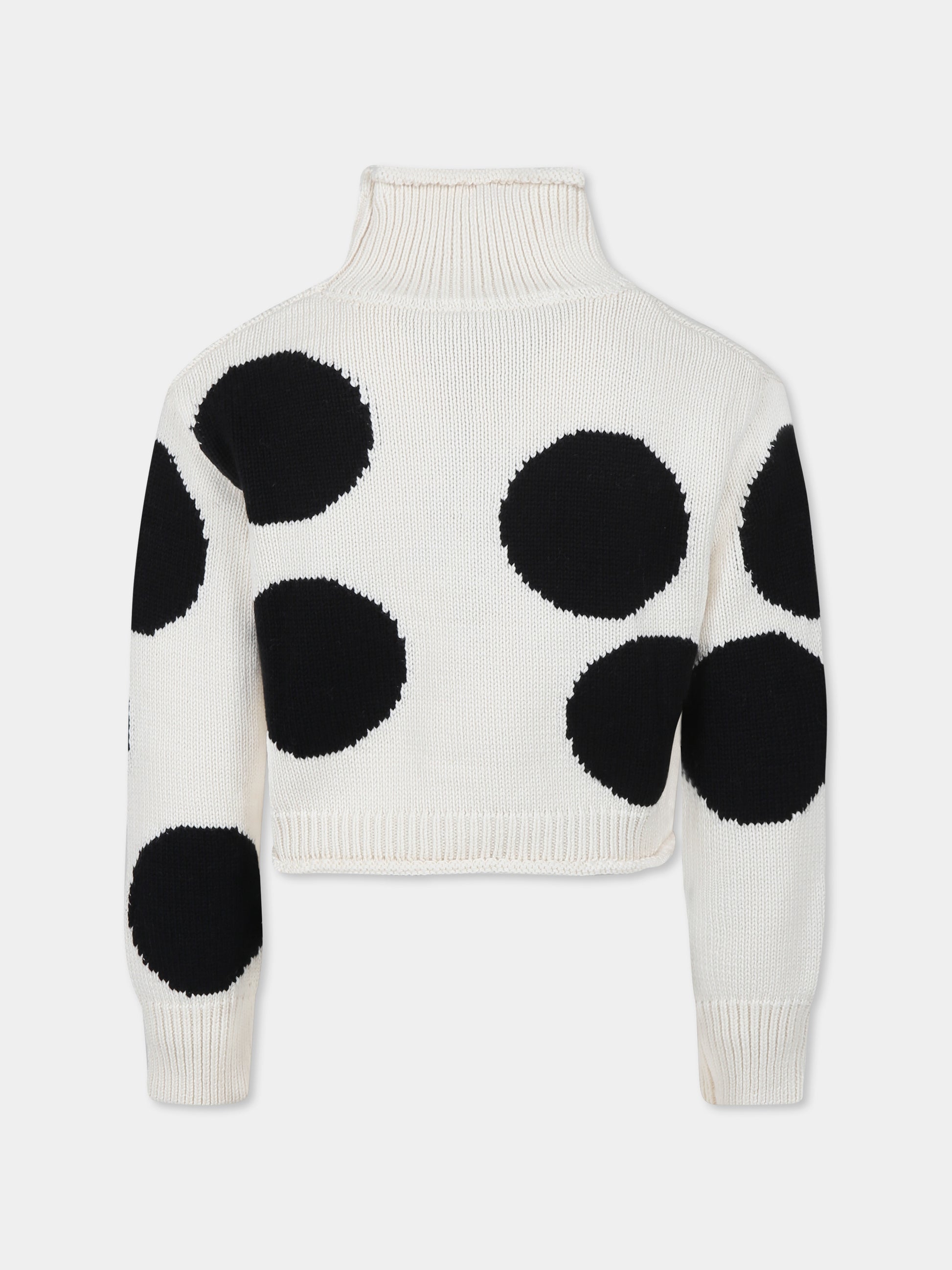 Dolcevita crop avorio per bambina con pois,Msgm Kids,F4MSJGTN132 013