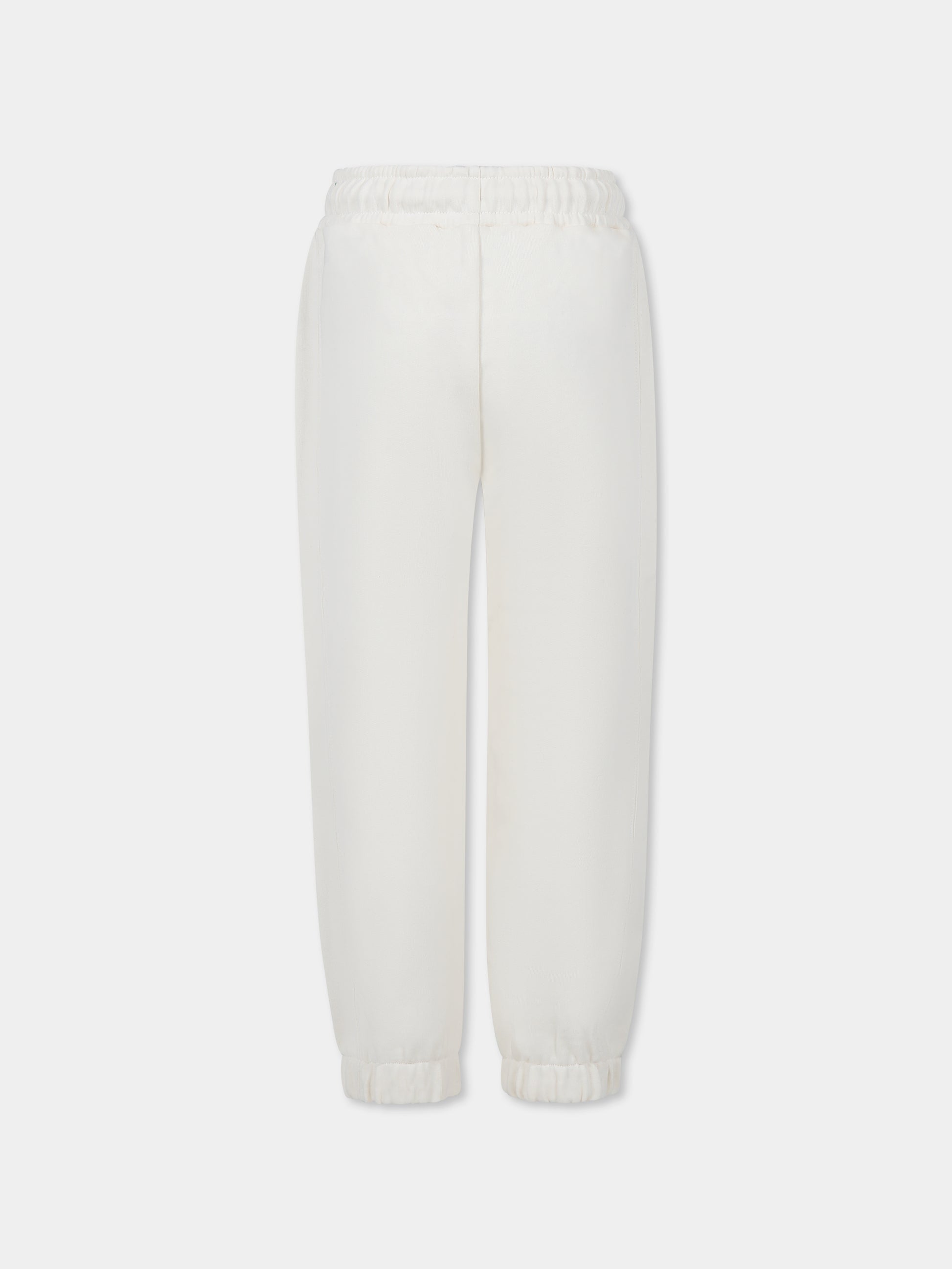 Pantaloni avorio per bambini con logo,Msgm Kids,F4MSJUFP063 013