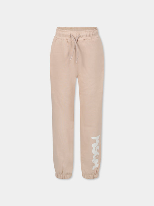 Pantaloni beige per bambini con logo,Msgm Kids,F4MSJUFP063 015