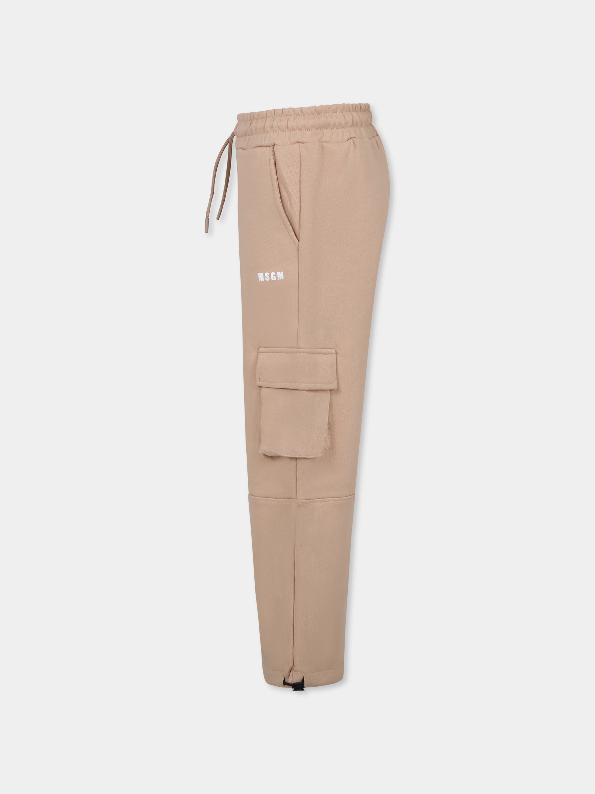 Pantaloni beige per bambini con logo,Msgm Kids,F4MSJUFP065 015