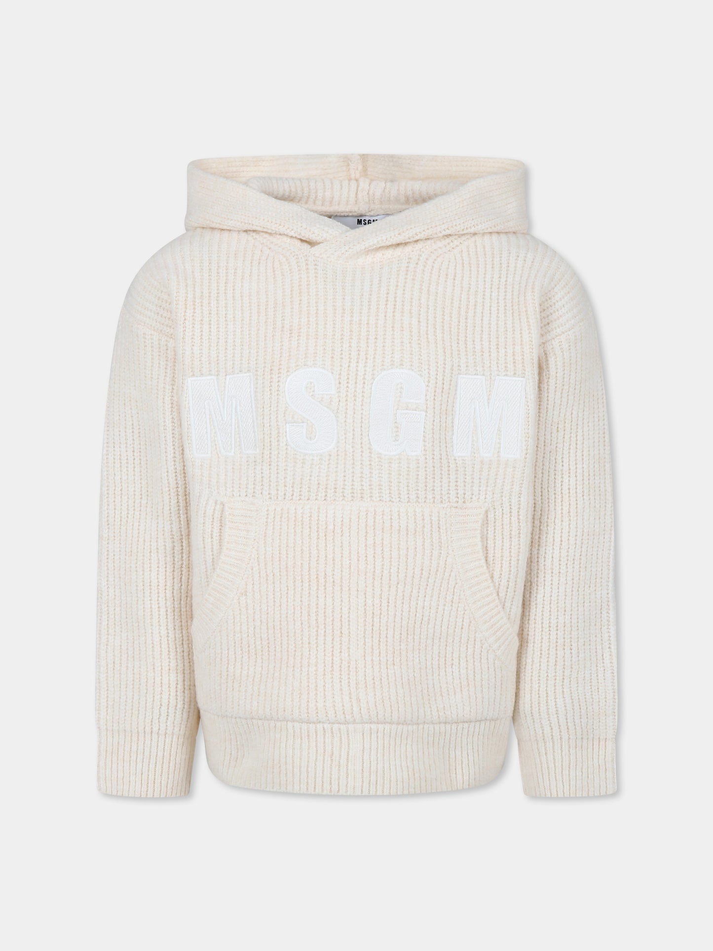 Ivory sweater for kids with logo