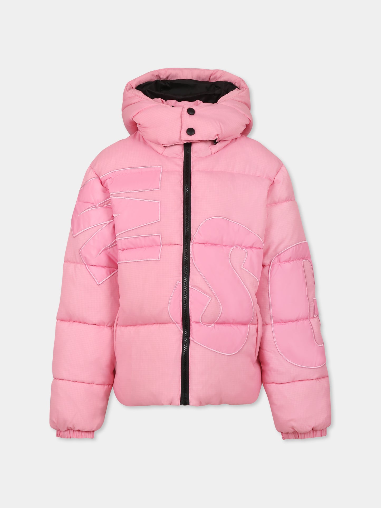 Piumino rosa per bambina con logo,Msgm Kids,F4MSJUPF004 042