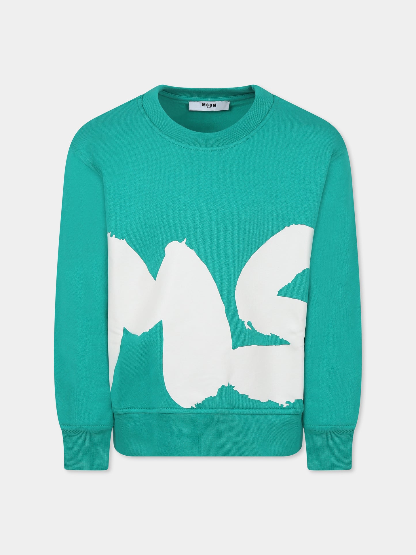 Felpa verde per bambini con logo,Msgm Kids,F4MSJUSW059 080