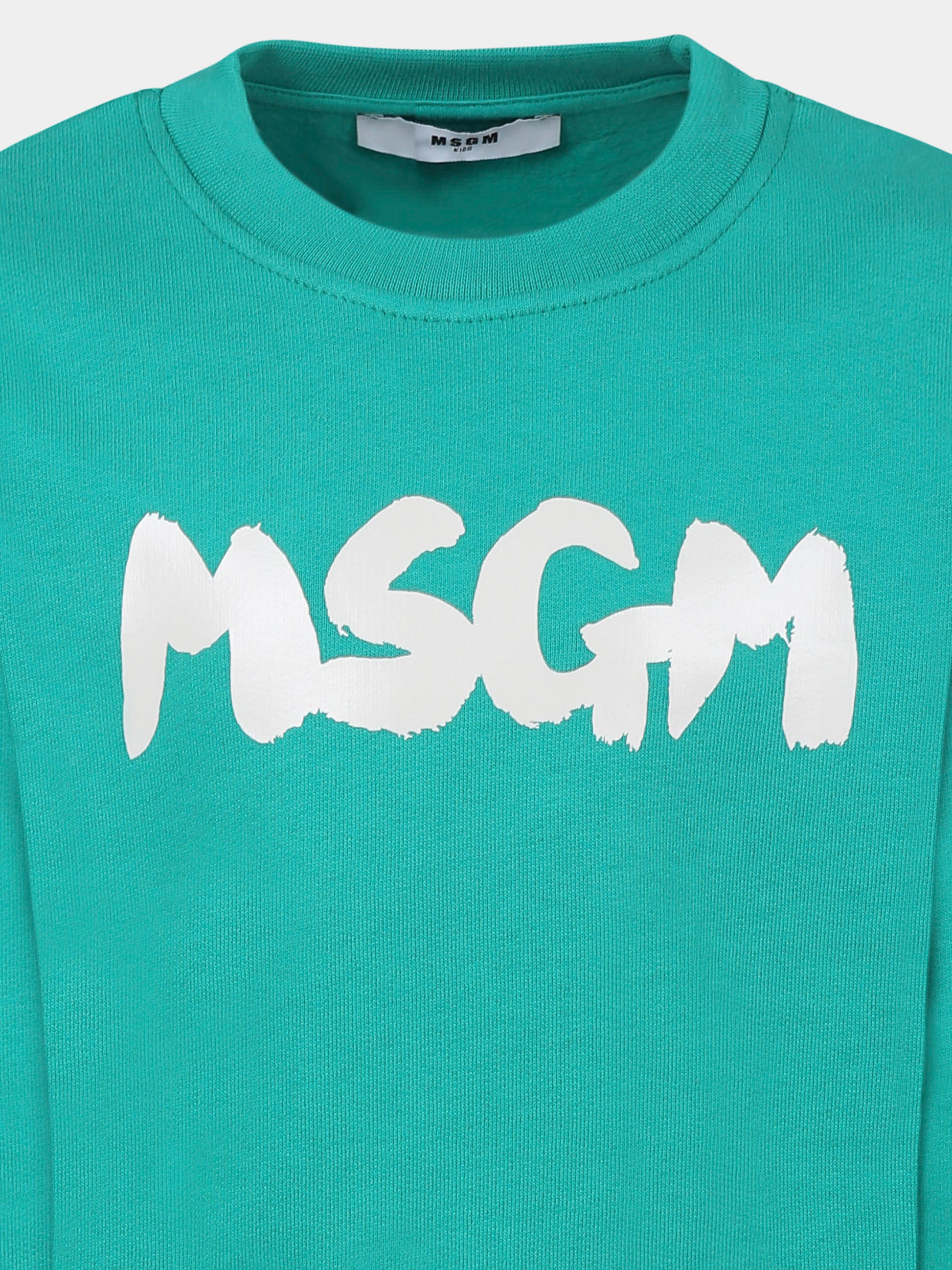 Felpa verde per bambini con logo,Msgm Kids,F4MSJUSW060 080