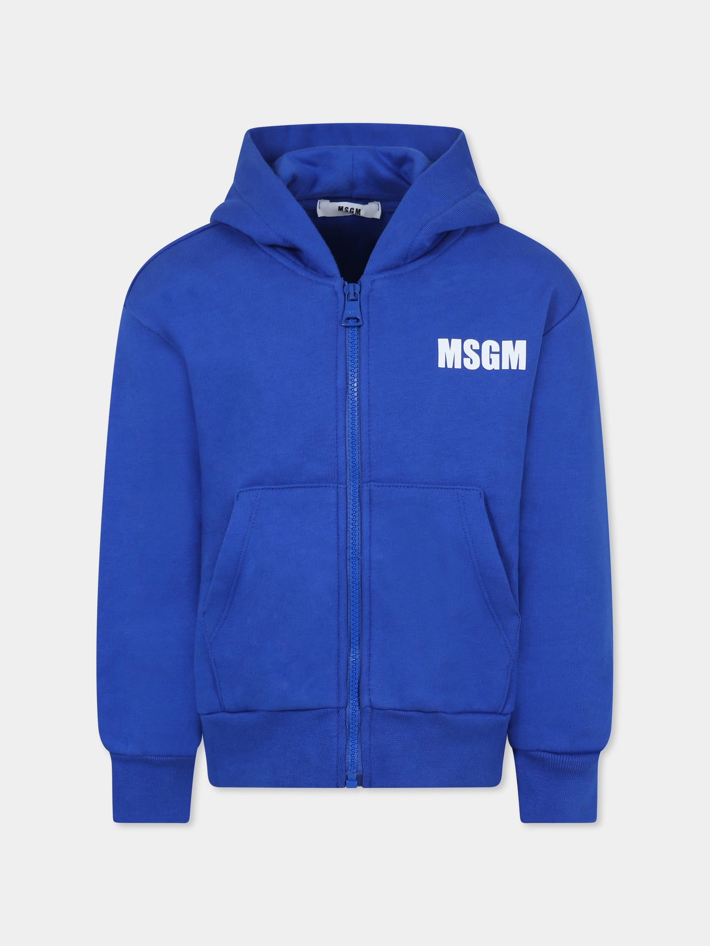 Felpa blu per bambini con logo e scritta,Msgm Kids,F4MSJUZH073 130