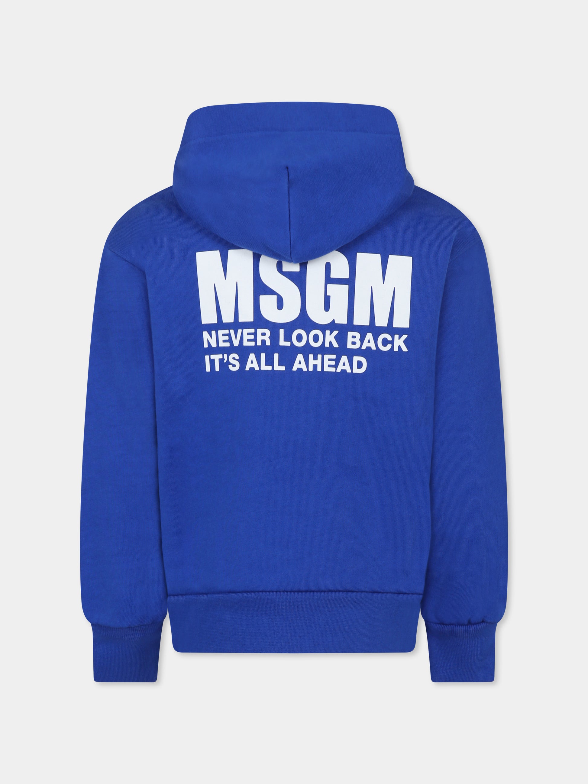 Felpa blu per bambini con logo e scritta,Msgm Kids,F4MSJUZH073 130