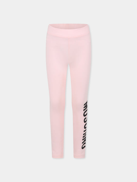 Leggings rosa per bambina con logo,Moschino Kids,HDP067 LBA11 50209