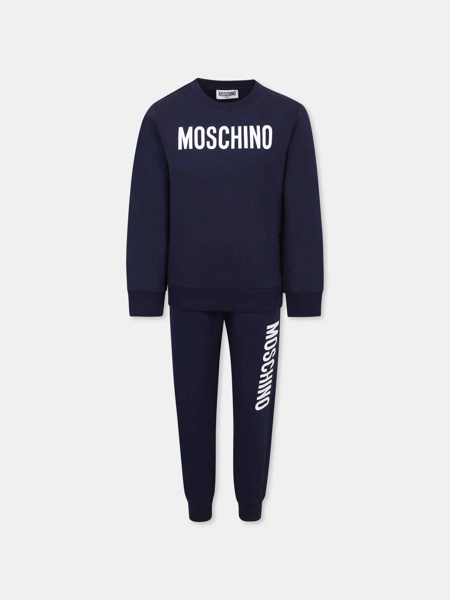 Completo blu per bambini con logo,Moschino Kids,HUK045 LDA21 40016
