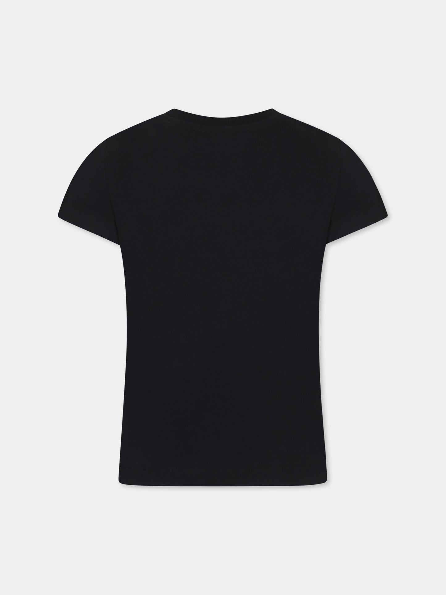 T-shirt nera per bambini con logo,Moschino Kids,HUM052 LBA24 60100