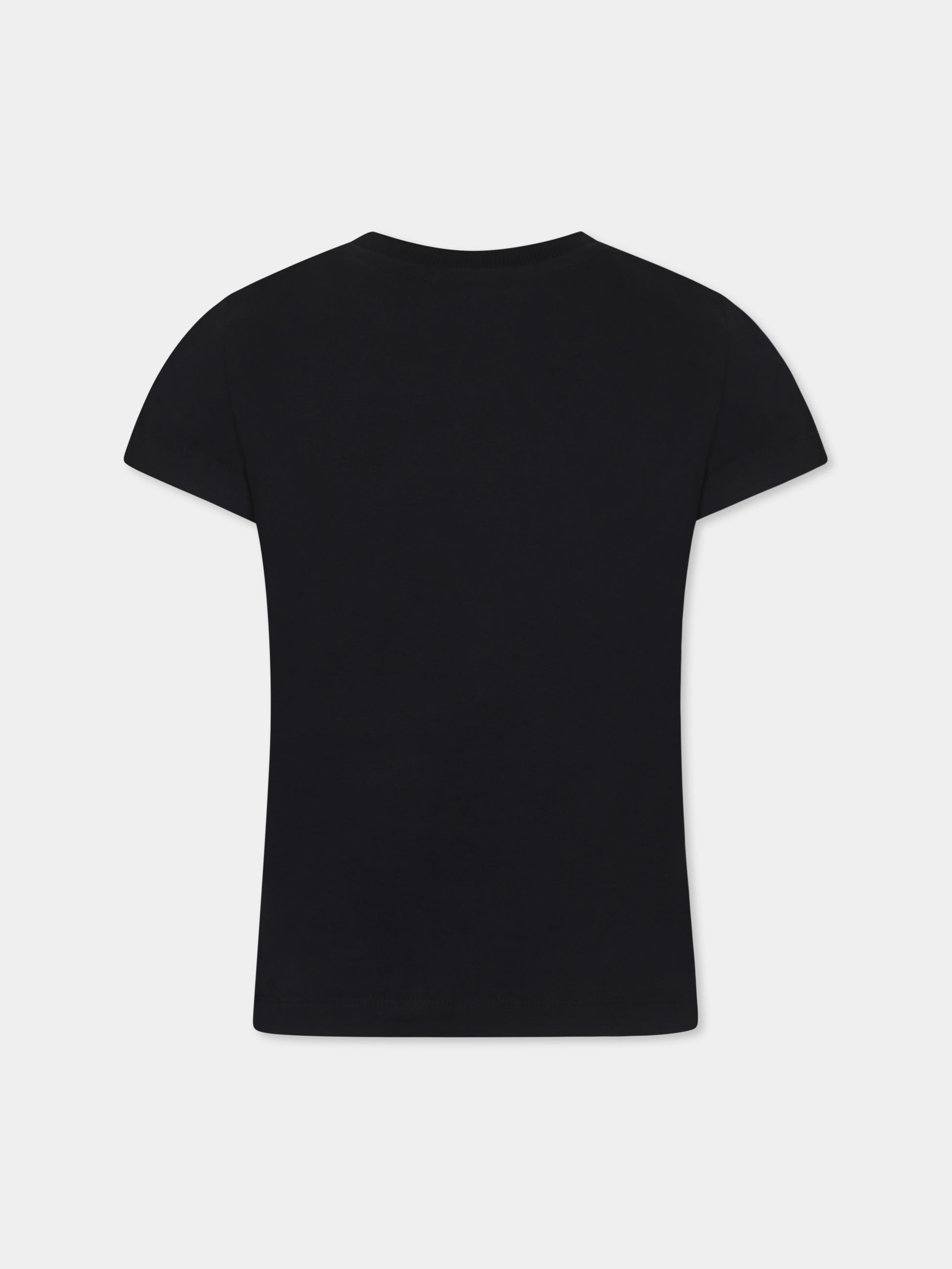 T-shirt nera per bambini con logo,Moschino Kids,HUM052 LBA24 60100