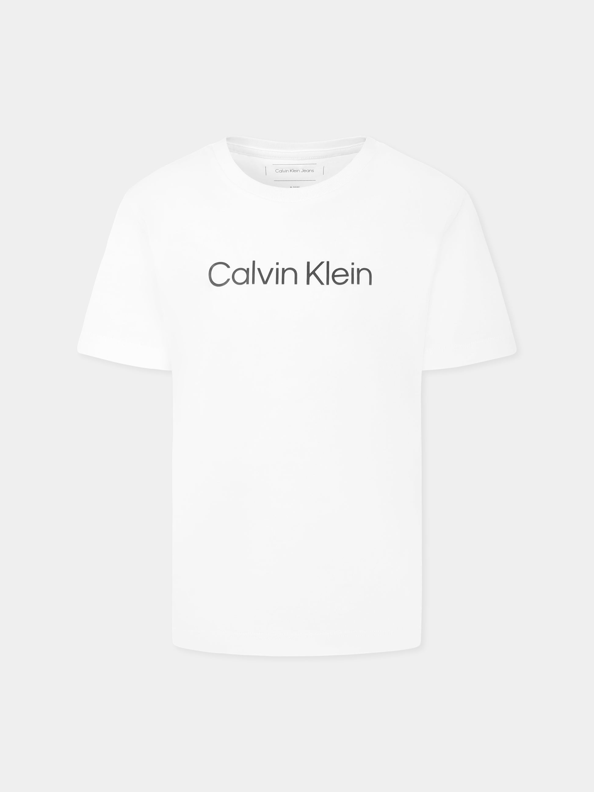 T-Shirt bianca per bambino con logo,Calvin Klein Kids,IU0IU00682 YAF