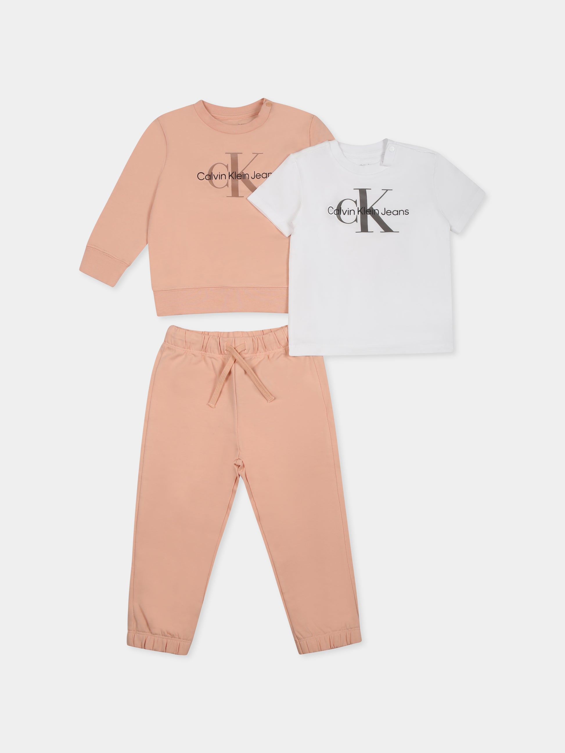 Completo rosa per neonata con logo,Calvin Klein Kids,IN0IN00011 TFC