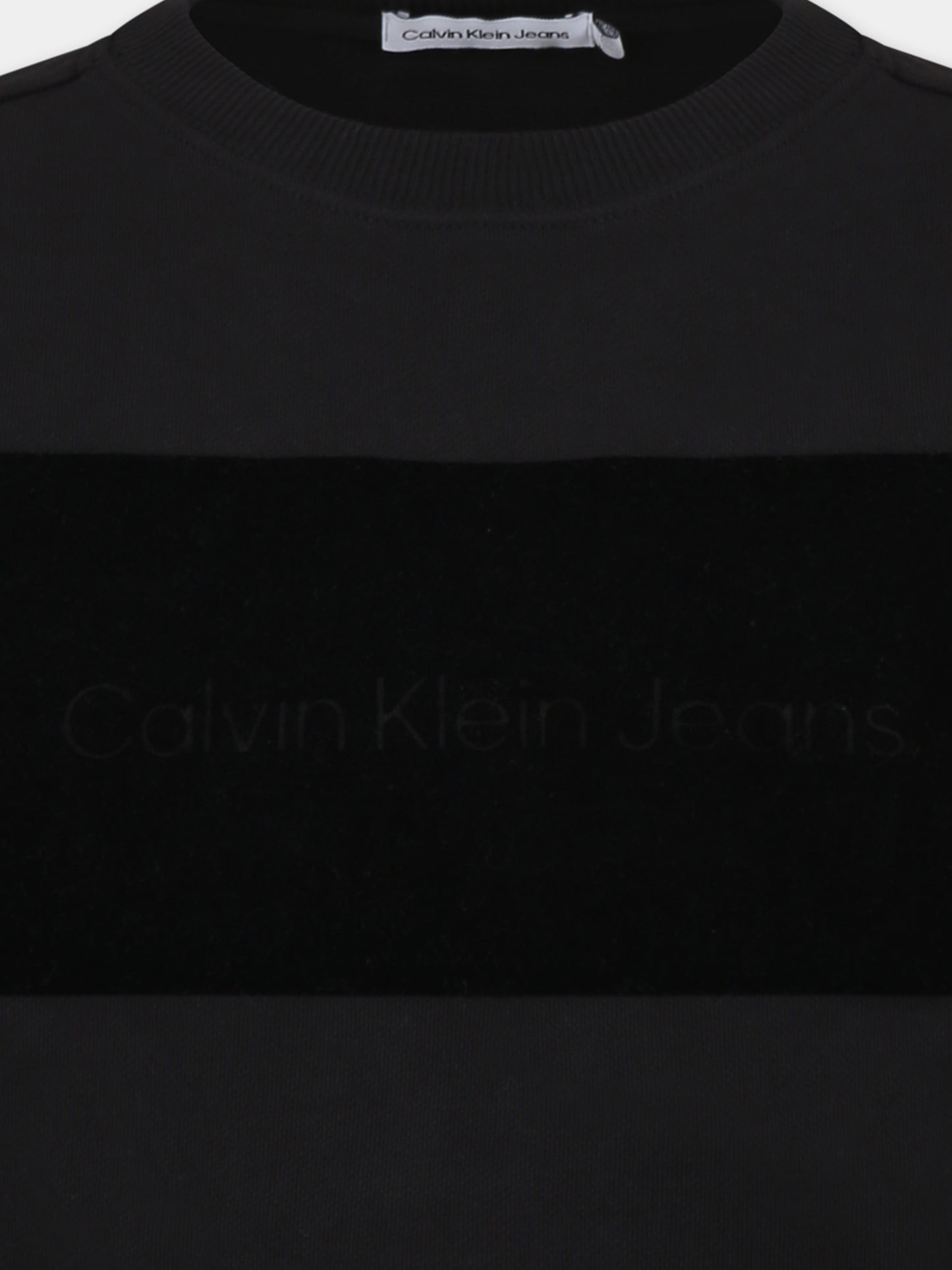 Felpa nera per bambino con logo,Calvin Klein Kids,IB0IB02135 BEH