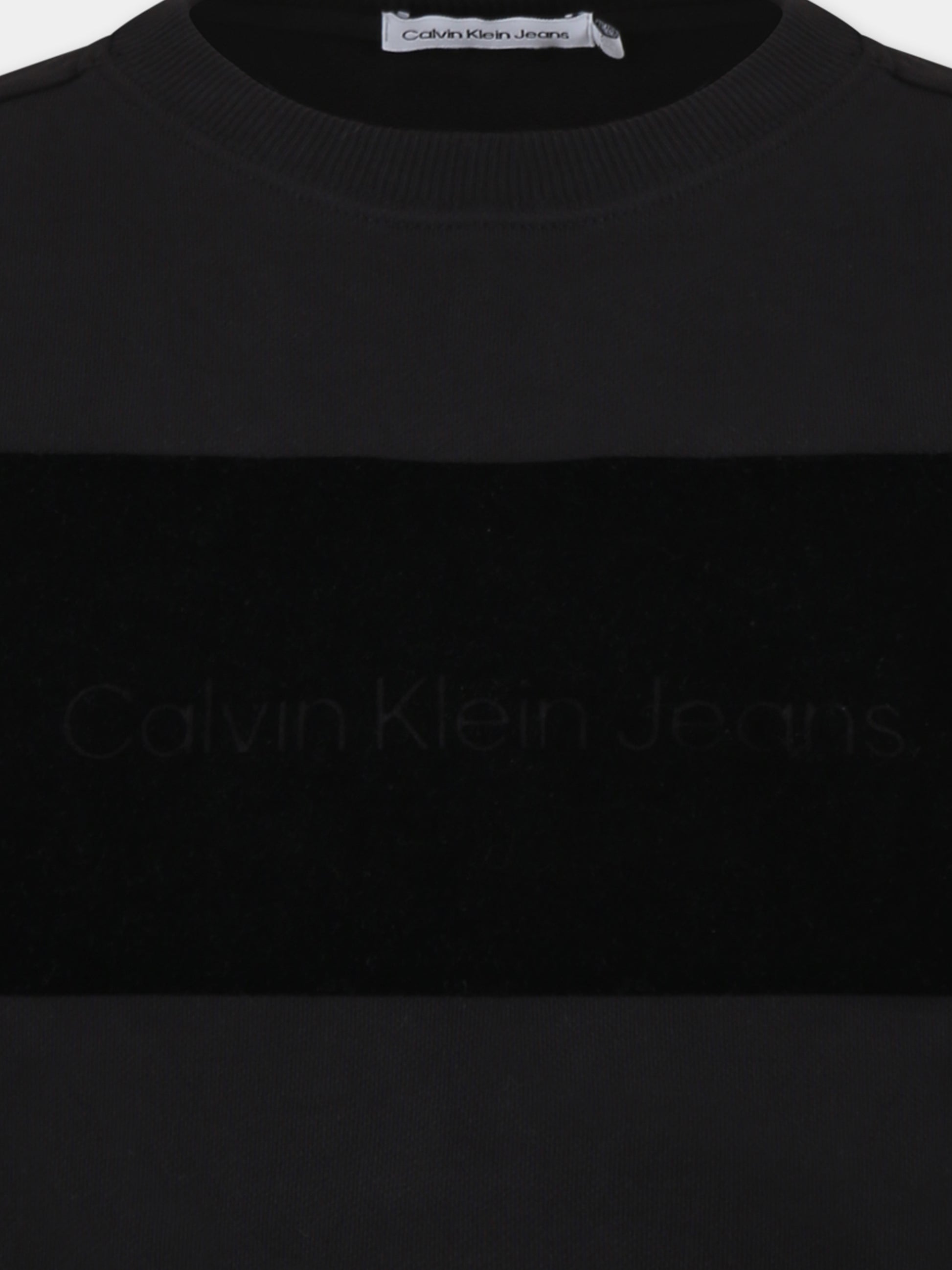 Felpa nera per bambino con logo,Calvin Klein Kids,IB0IB02135 BEH