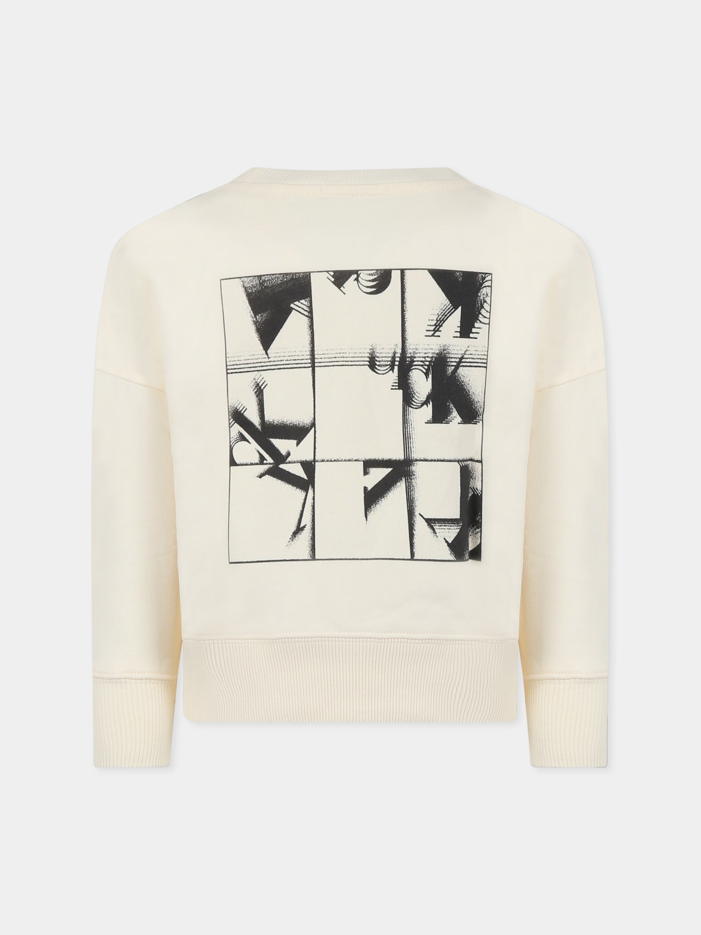 Felpa beige per bambino con logo,Calvin Klein Kids,IB0IB02258 YAB