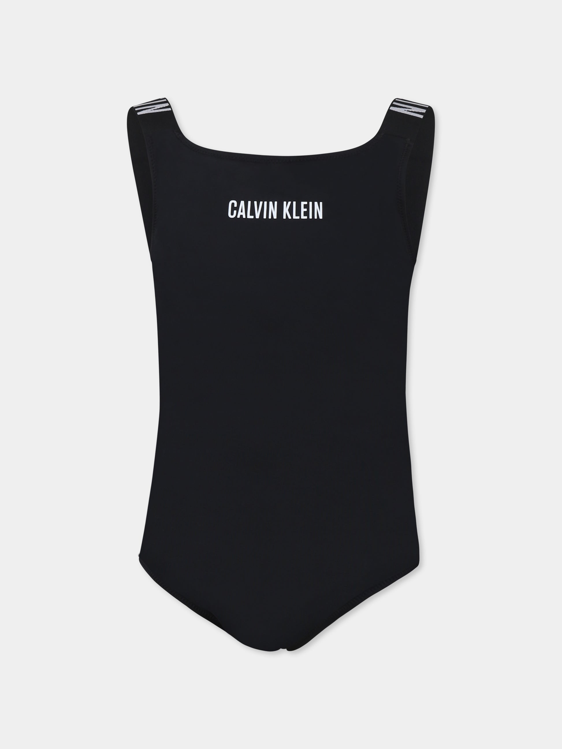 Costume intero nero per bambina con logo,Calvin Klein Kids,KY0KY00057 BEH