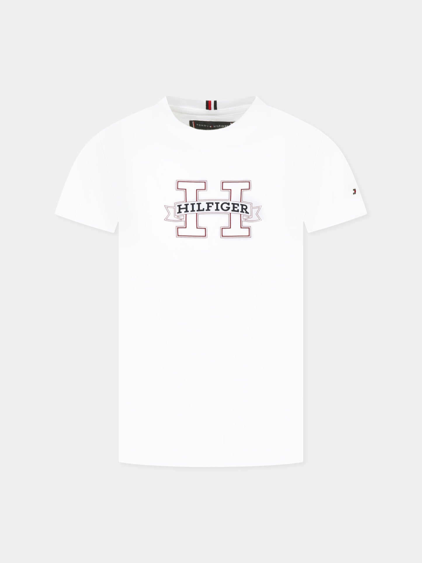 T-shirt bianca per bambino con logo,Tommy Hilfiger Junior,KB0KB09028 YBR