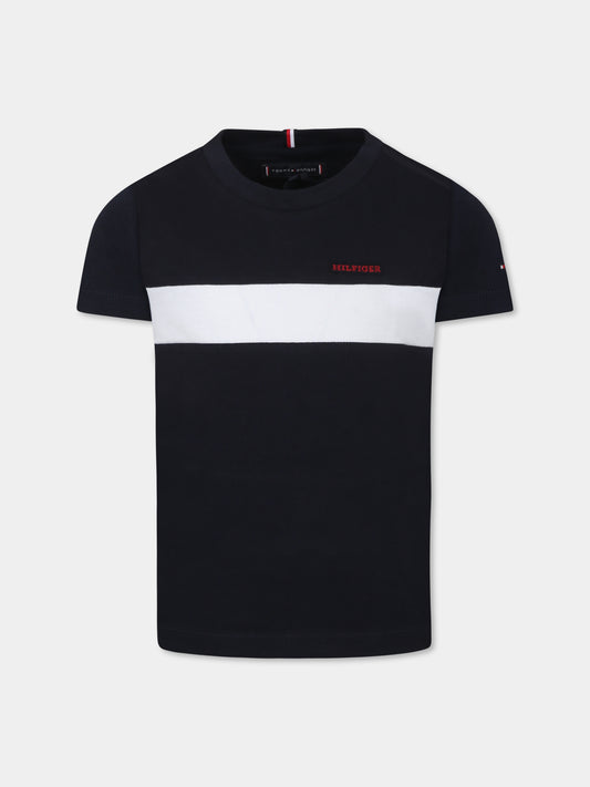 T-shirt blu per bambino con logo,Tommy Hilfiger Junior,KB0KB09142 DW5