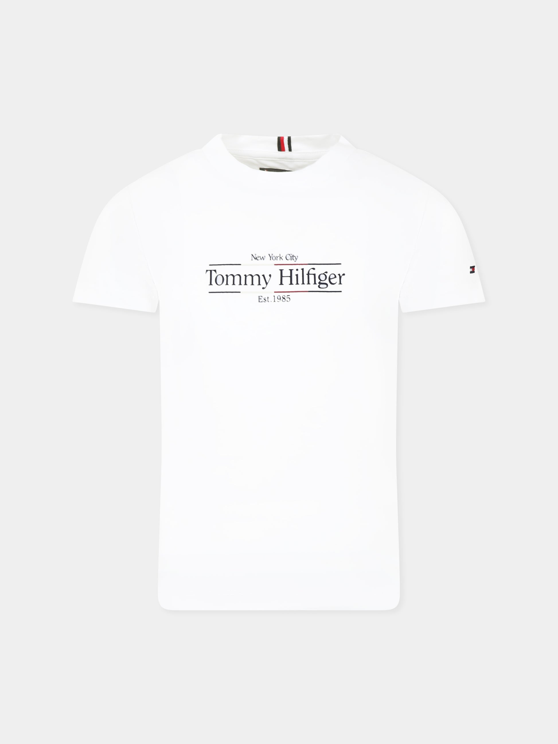 T-shirt bianca per bambino con logo,Tommy Hilfiger Junior,KB0KB09158 YBR